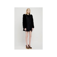 Red Valentino Wool Coat with Animal Feather Sleeves - '10s
