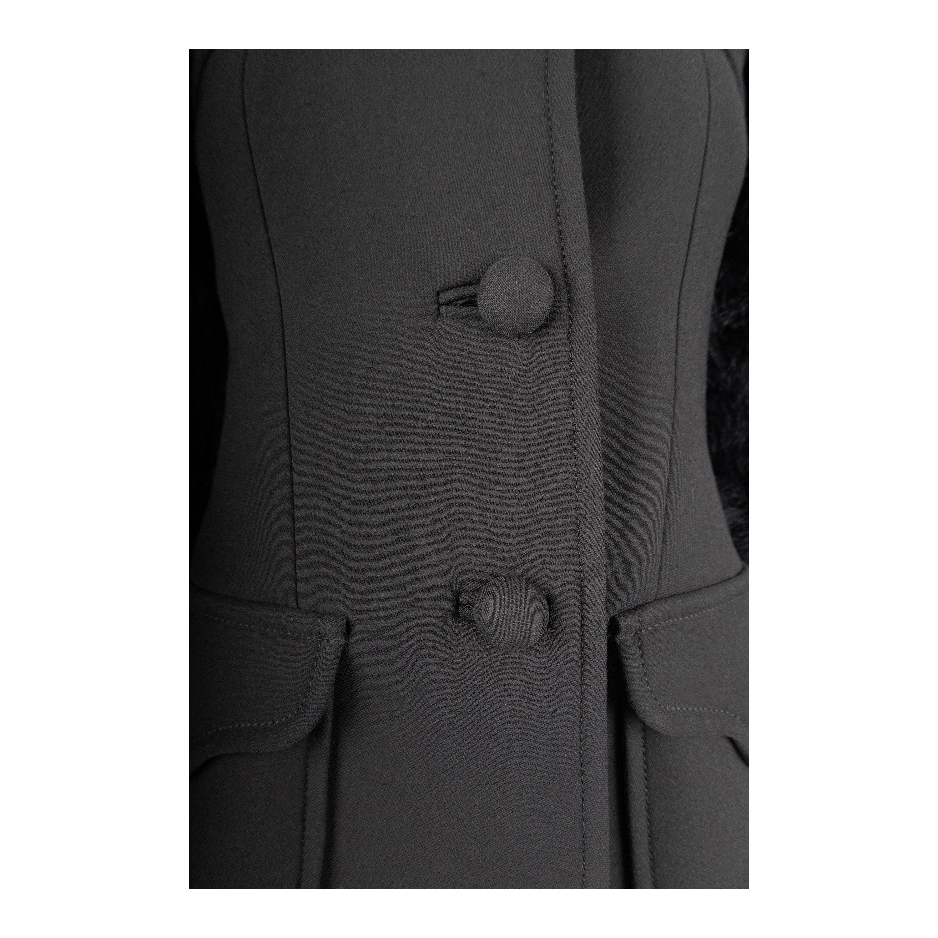 Red Valentino Wool Coat with Animal Feather Sleeves - '10s In Excellent Condition For Sale In Milano, IT