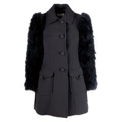 Red Valentino Wool Coat with Animal Feather Sleeves - '10s
