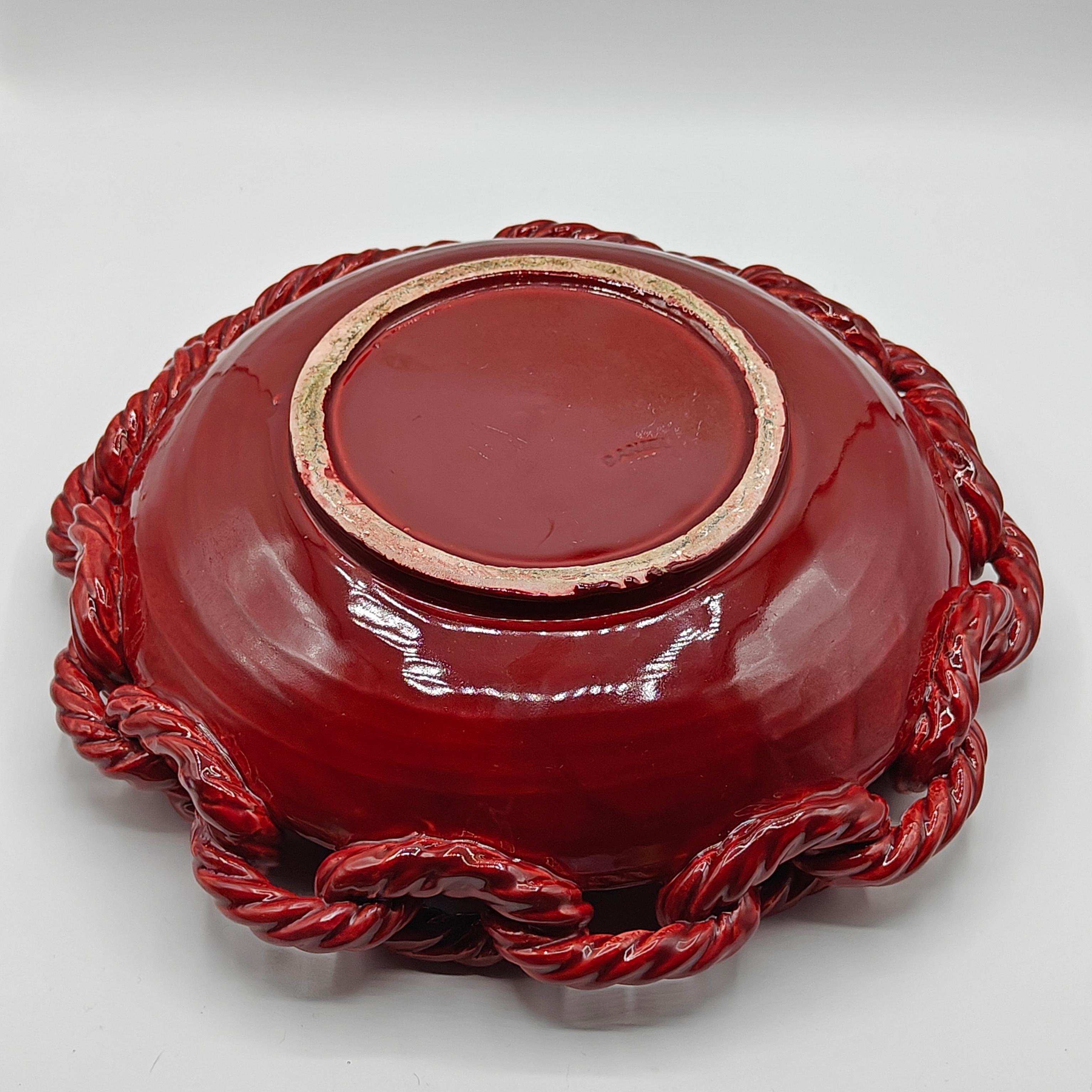 Enameled Red Vallauris bowl with links