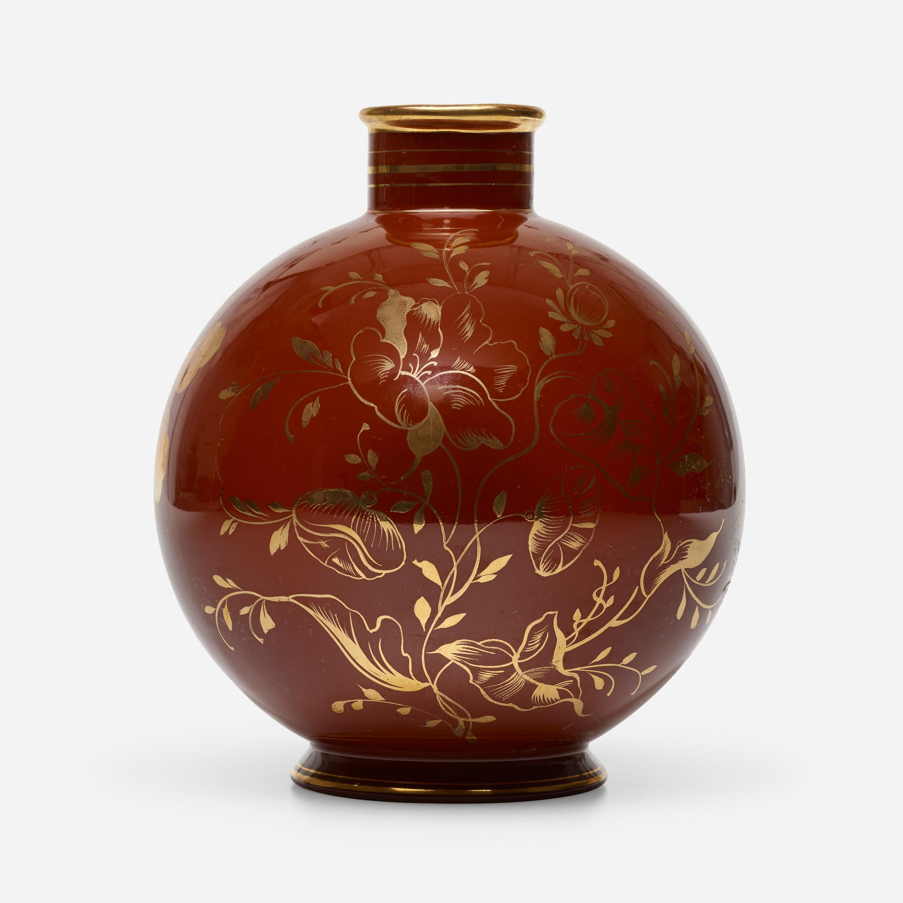 Red vase with with butterflies and floral motifs by Giovanni Gariboldi for Richard Ginori

Acid-stamped manufacturer's mark to underside ‘Richard Ginori M11 491E’.