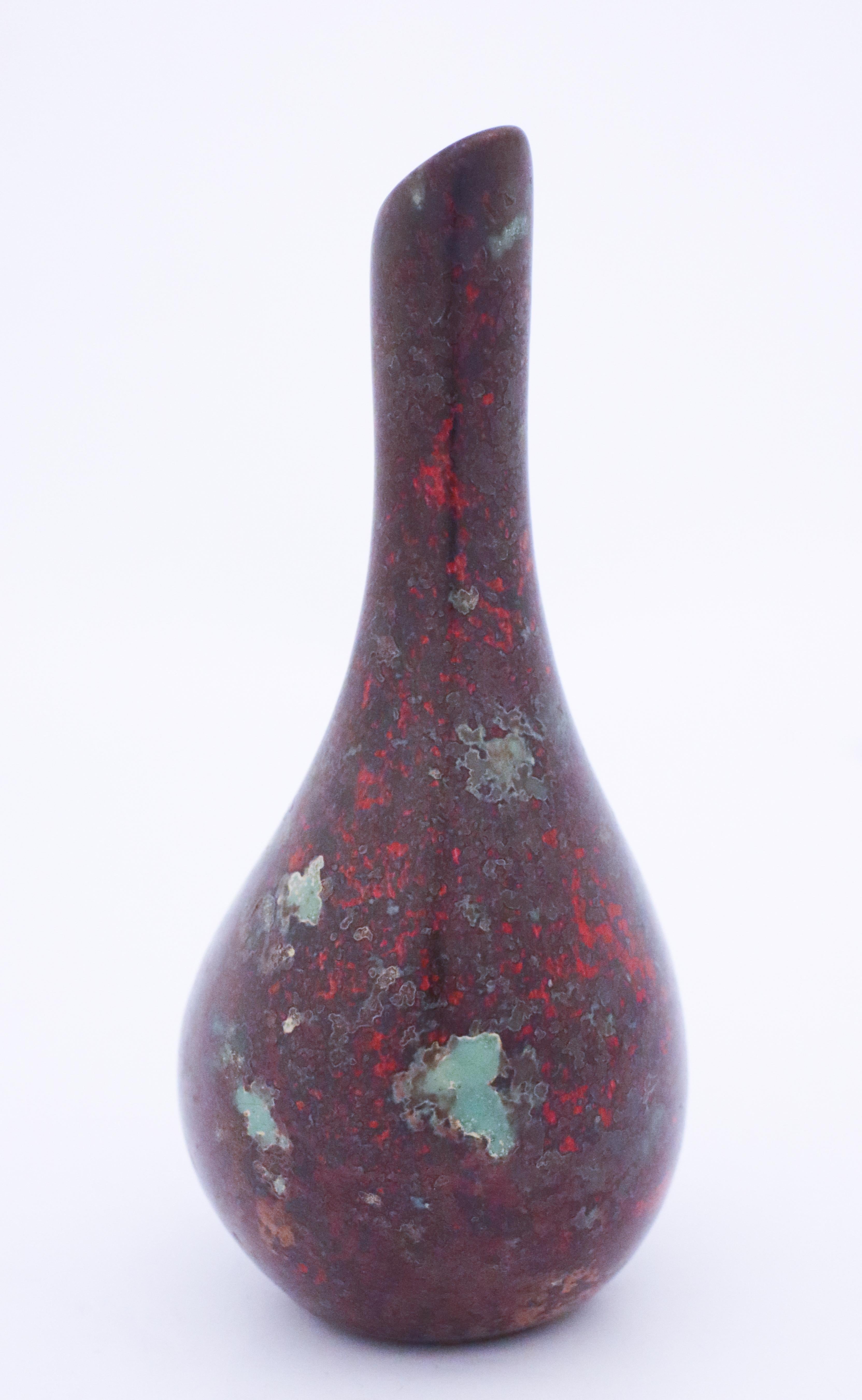 Rote Vase, Keramik von Hans Hedberg, Biot, Frankreich (Skandinavische Moderne) im Angebot