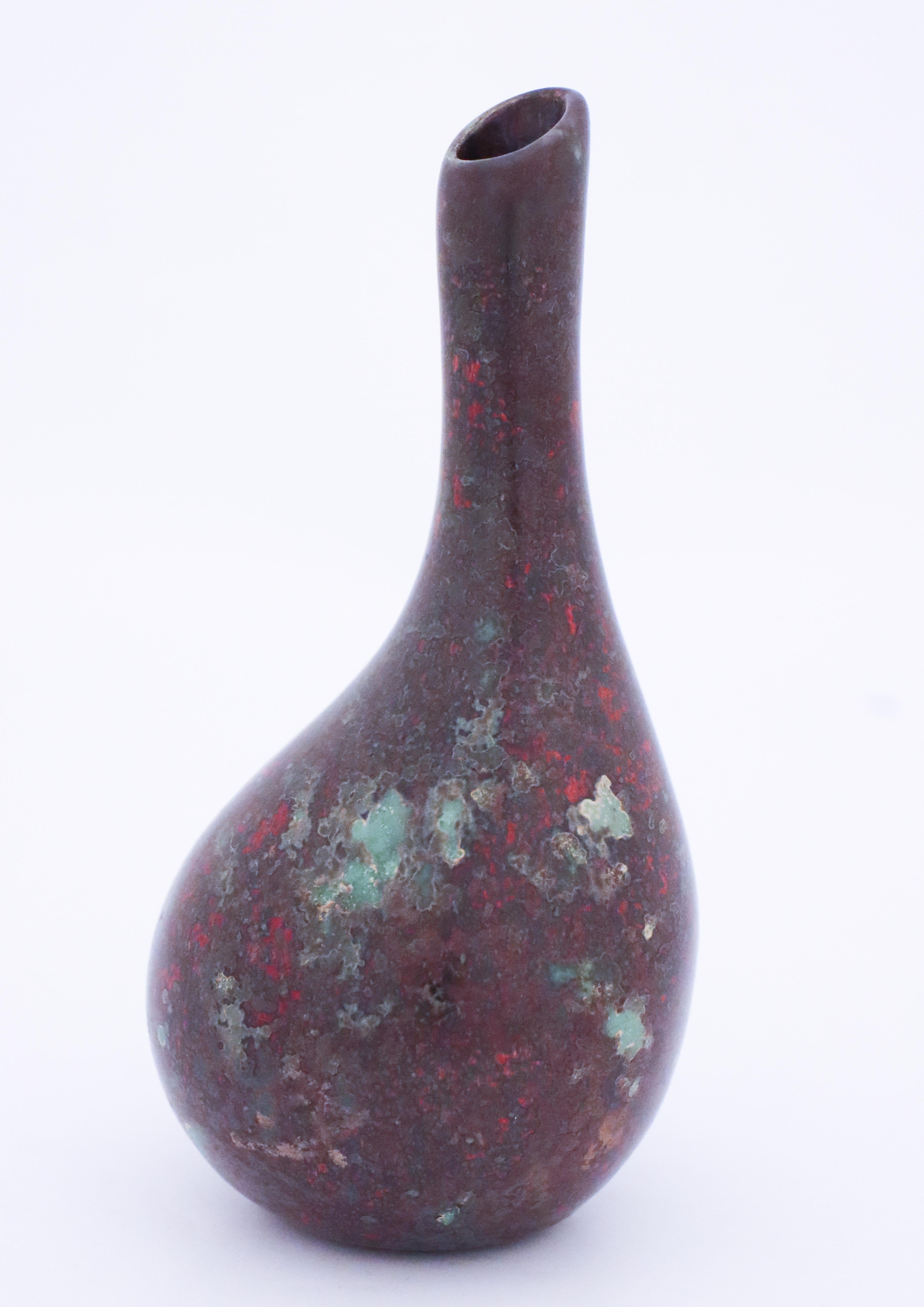 Rote Vase, Keramik von Hans Hedberg, Biot, Frankreich (Französisch) im Angebot