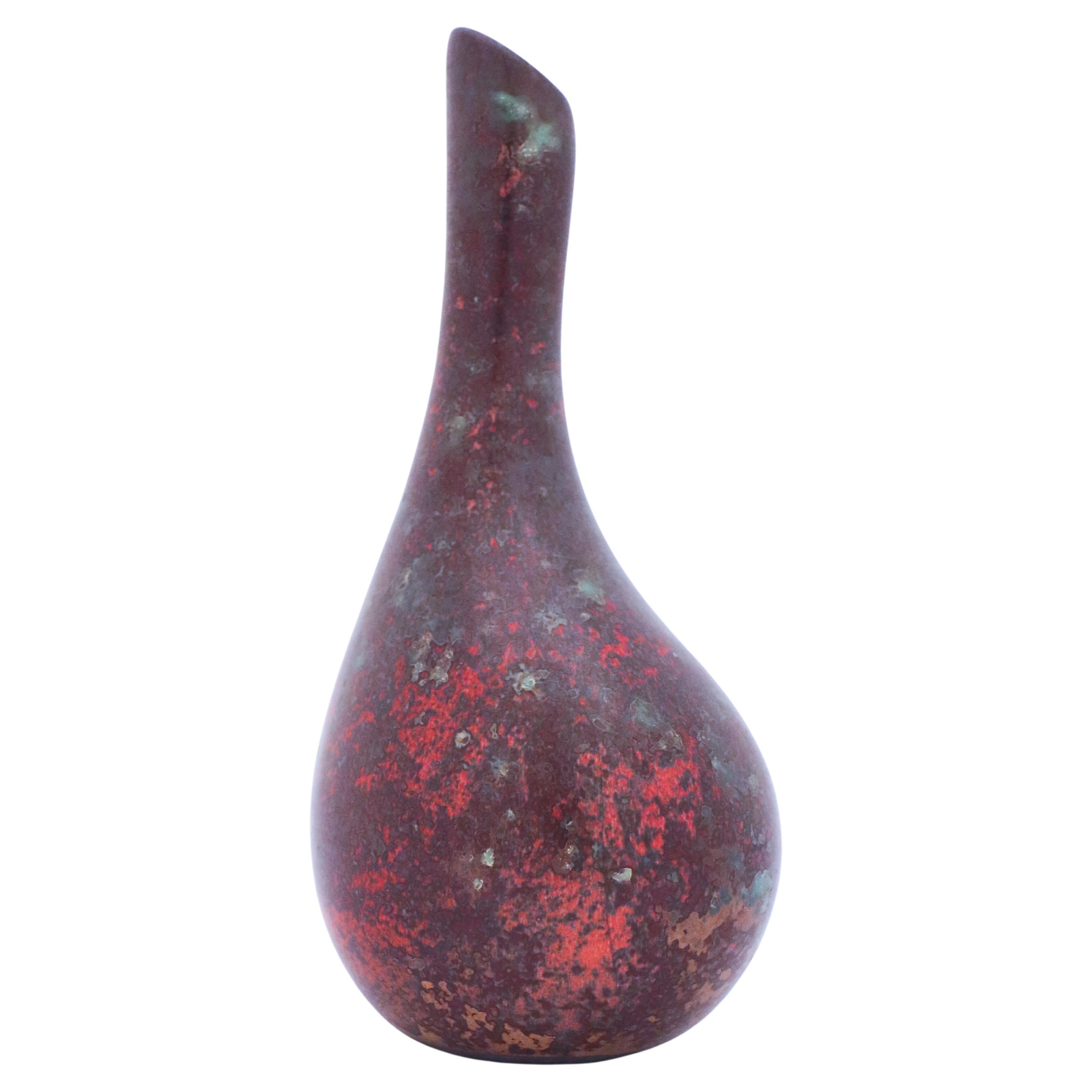 Vase rouge, céramique de Hans Hedberg, Biot, France
