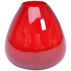 Red Glass vase from the Ruby series designed by Per Lütken for Holmegaard, 1957
