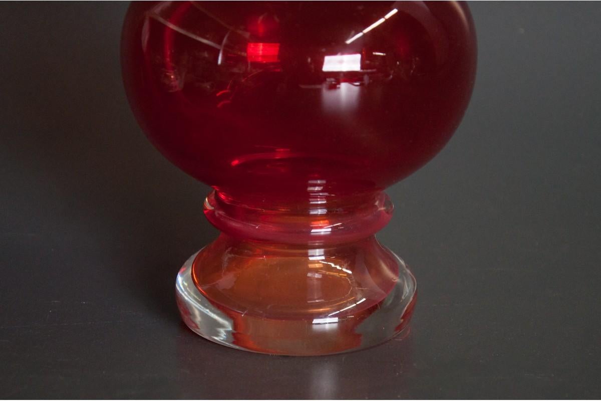 Polish Red Vase from the Ząbkowice Glassworks, Poland, 1980s