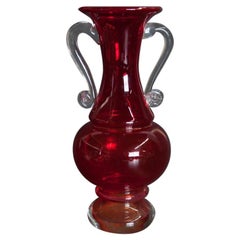 Red Vase from the Ząbkowice Glassworks, Poland, 1980s