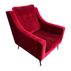 Red Velvet Armchair from the 1950s
