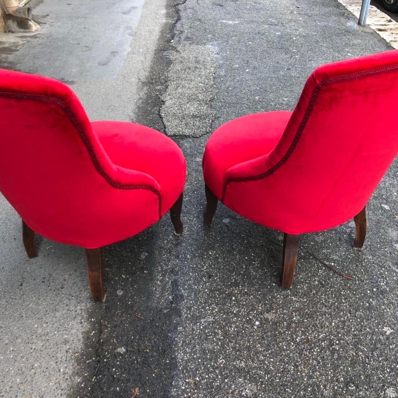 Early 20th Century Red Velvet Armchairs 1900s, Antiques For Sale