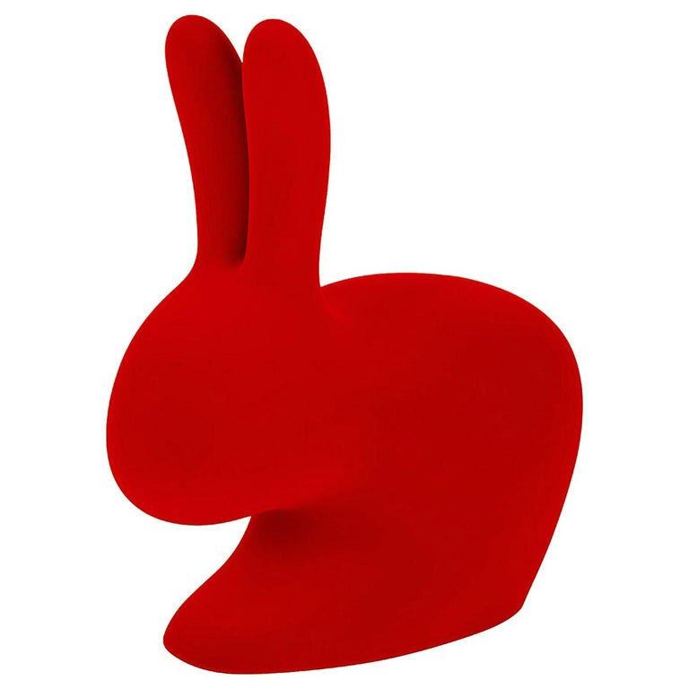 Red Velvet Baby Rabbit Chair, Designed by Stefano Giovannoni, Made in Italy For Sale