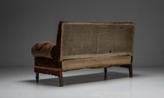 Red Velvet & Carpet Sofa, France Circa 1930