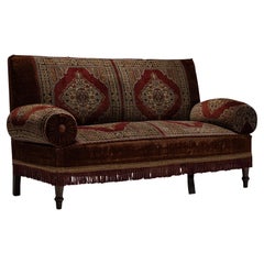 Red Velvet & Carpet Sofa, France Circa 1930