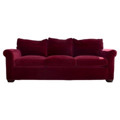 Red Velvet Custom Built Decorator Three Seat Sofa