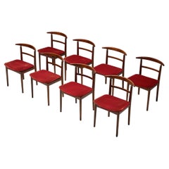 Red Velvet Dining Chairs by Helge Sibast and Borge Rammeskov for Sibast, Denmark