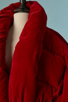 Red velvet down jacket with belt ALEXANDRE VAUTHIER