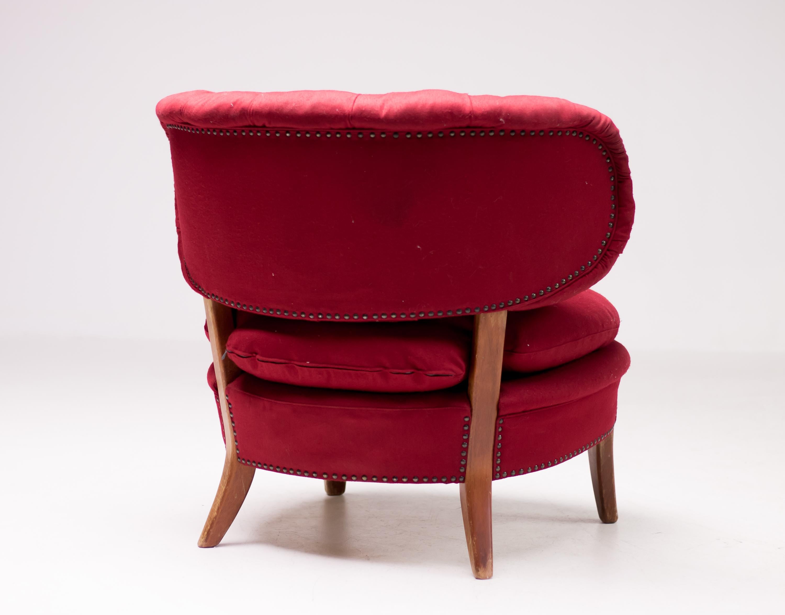 Red Velvet Easy Chair by Otto Schulz 1