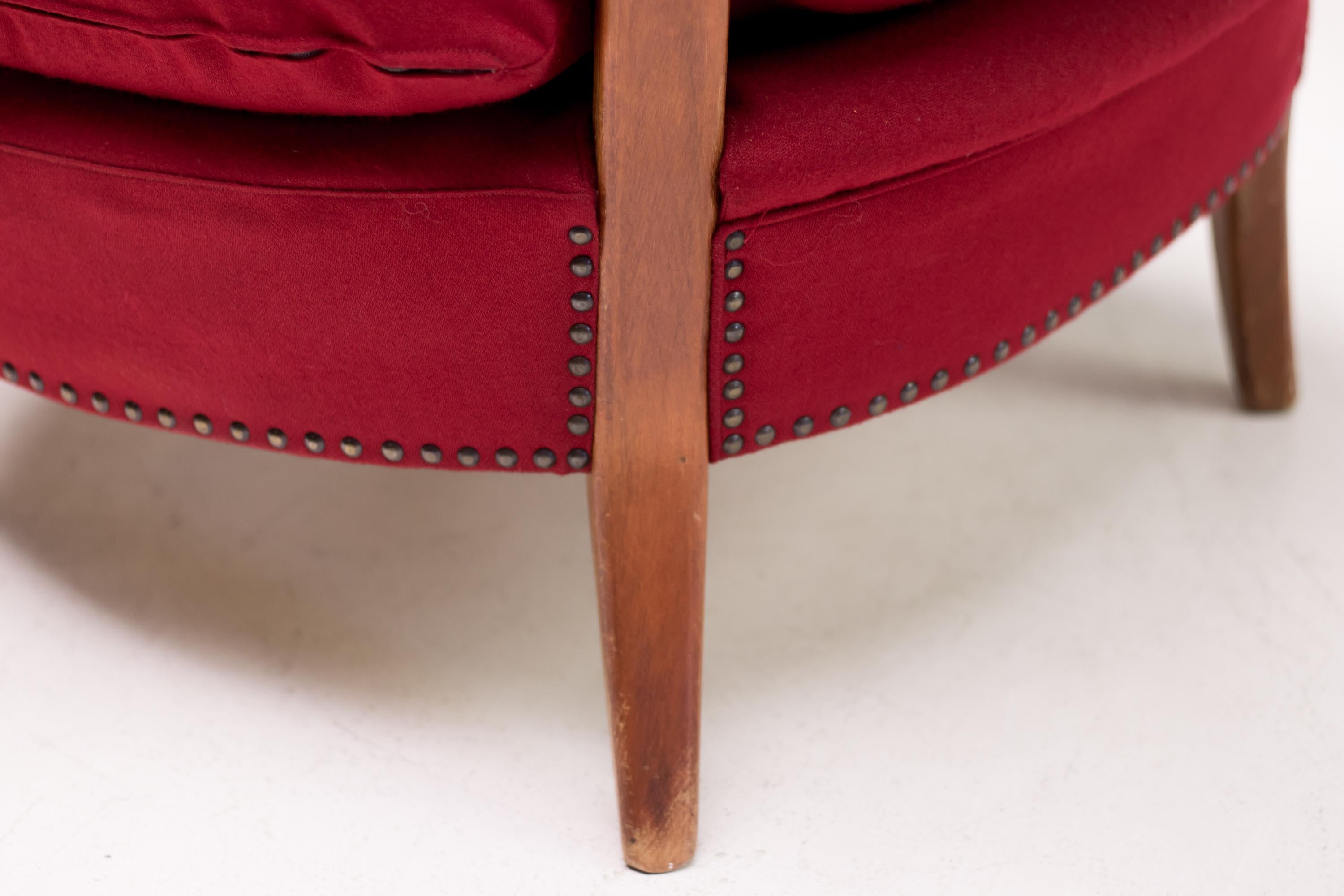 Red Velvet Easy Chair by Otto Schulz 2