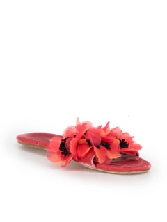 Miu Miu Red Velvet Flower Detail Slides Size IT 37
