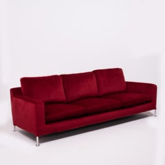 Red Velvet Harry Three-Seat Sofa by Antonio Citterio for B&B Italia