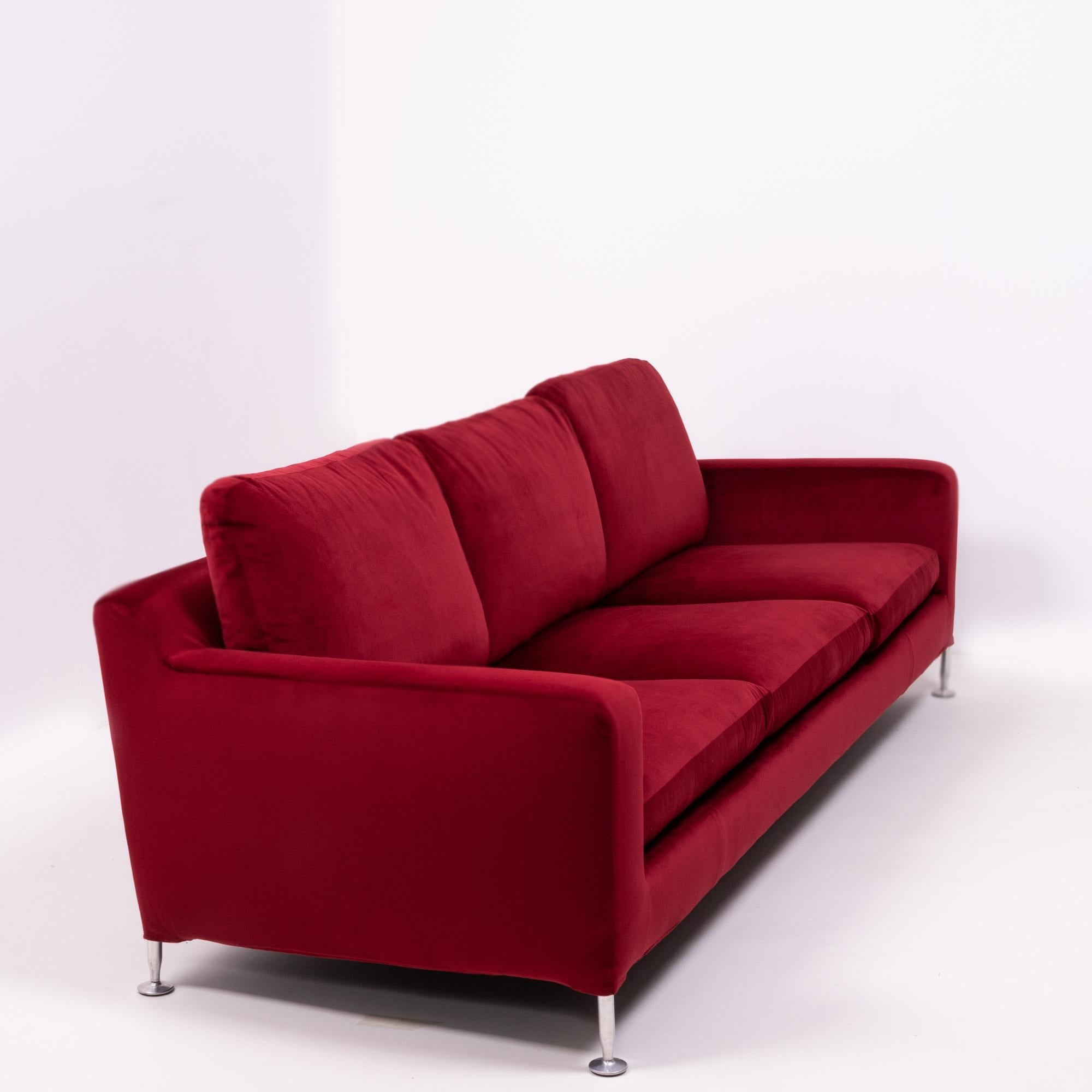 Red Velvet Harry Three-Seat Sofa by Antonio Citterio for B&B Italia 2