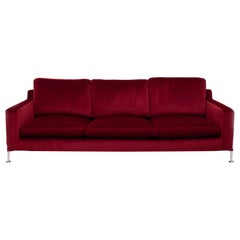 Vintage Red Velvet Harry Three-Seat Sofa by Antonio Citterio for B&B Italia