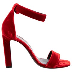 Red Velvet Heeled Sandals Size IT 37