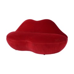 Red Velvet "Lips" Sofa after Salvador Dali