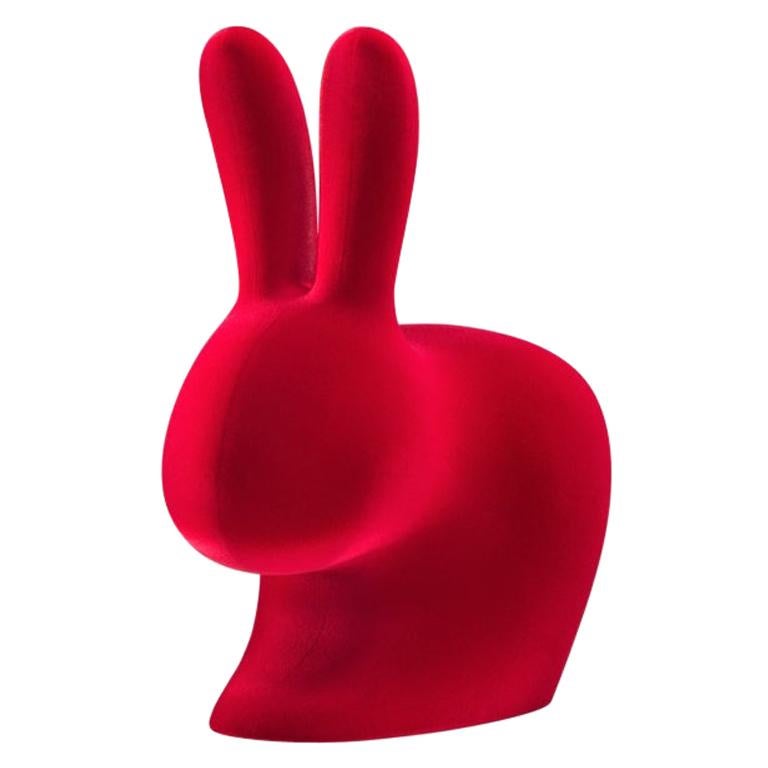 Chaise lapin en velours rouge, par Stefano Giovannoni en vente