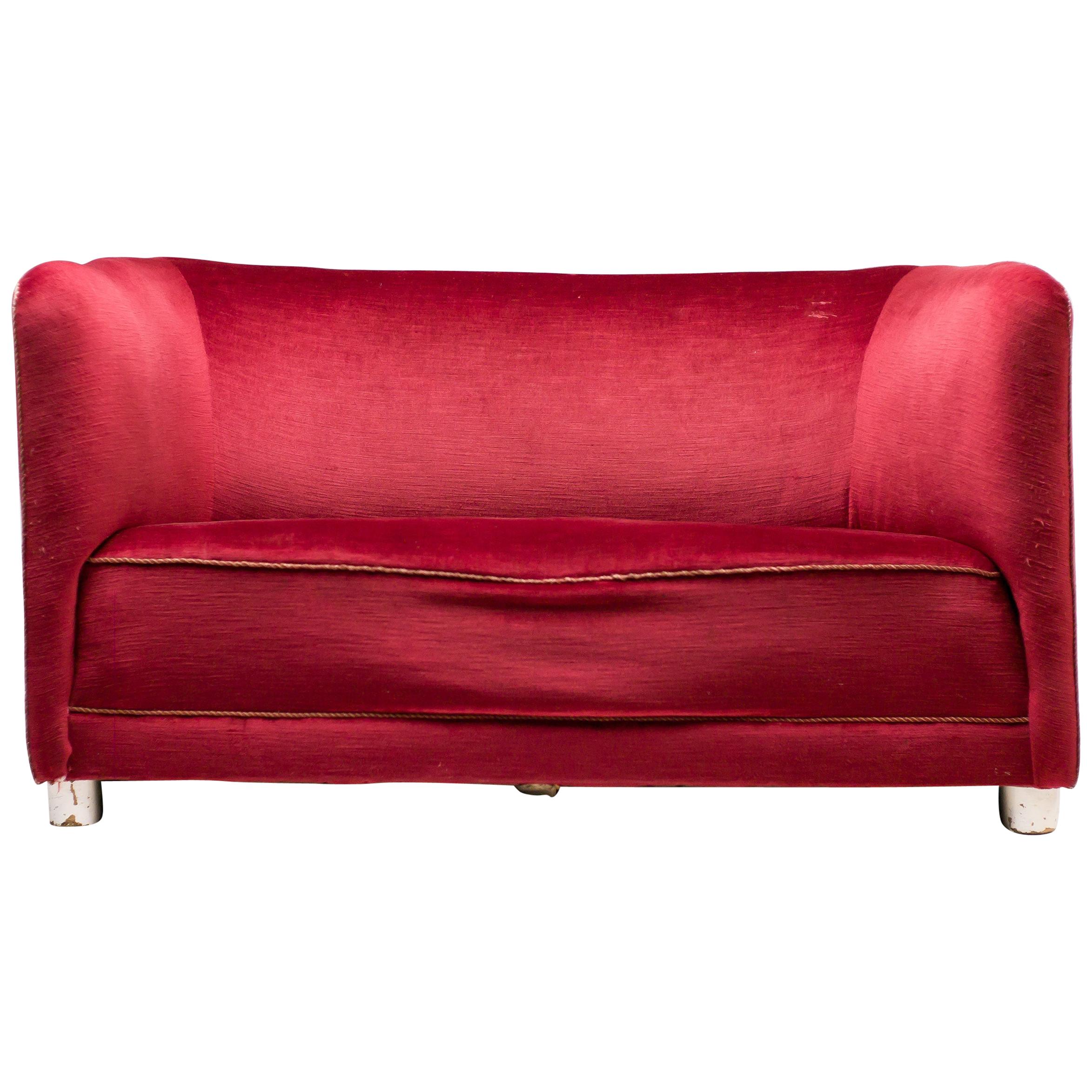 Floating Red Velvet Sofa at 1stDibs