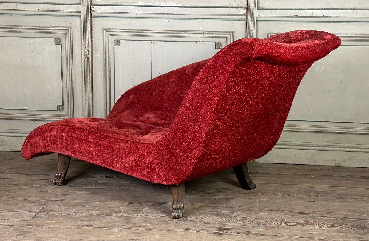 Red Velvet Sofa On Four Lion Claw Legs For Sale 2