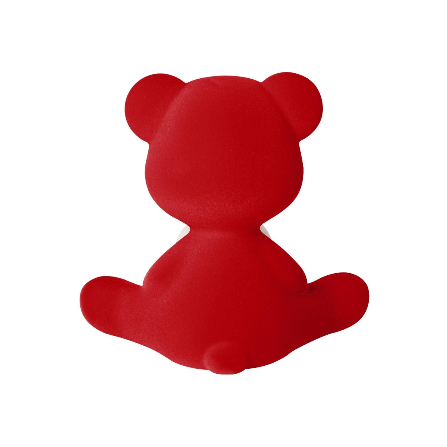 Italian Red Velvet Teddy Bear Lamp with LED by Stefano Giovannoni, Made in Italy For Sale