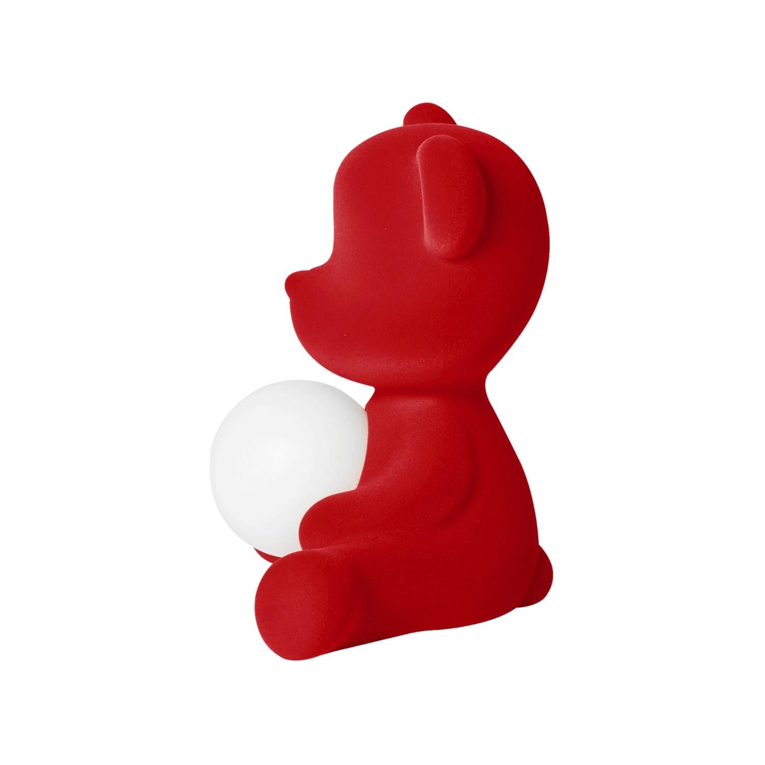 Red Velvet Teddy Bear Lamp with LED by Stefano Giovannoni, Made in Italy In New Condition For Sale In Beverly Hills, CA