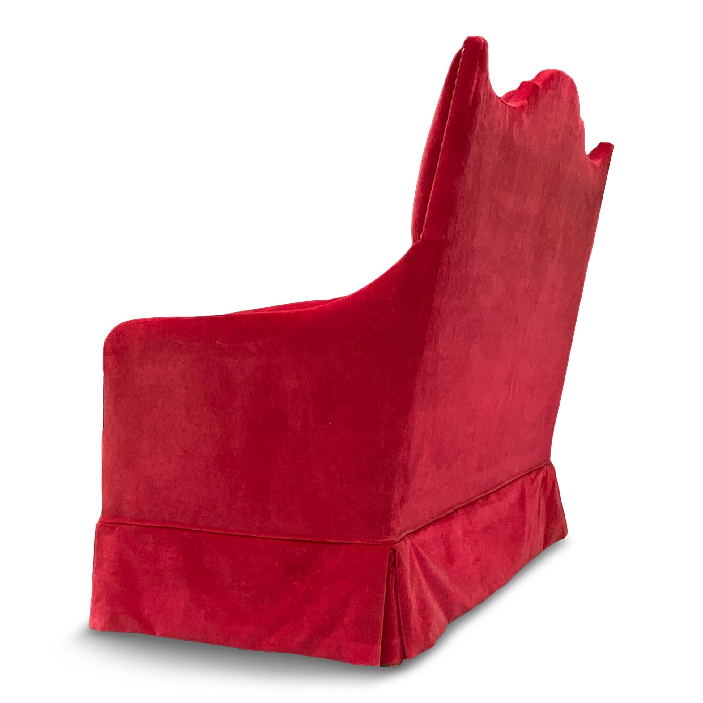 Hollywood Regency Red Velvet Two-Seat Sofa by Yves Halard