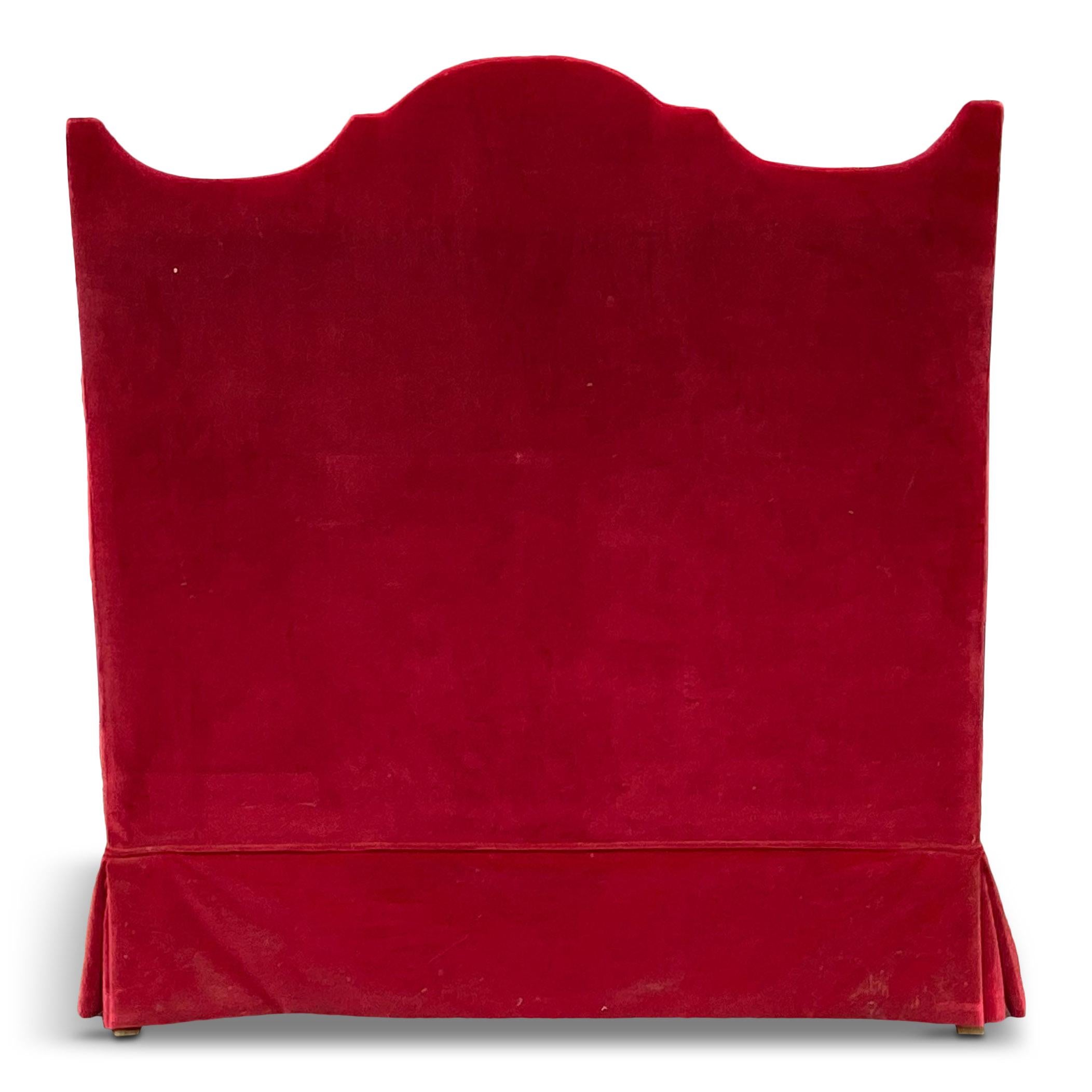 French Red Velvet Two-Seat Sofa by Yves Halard