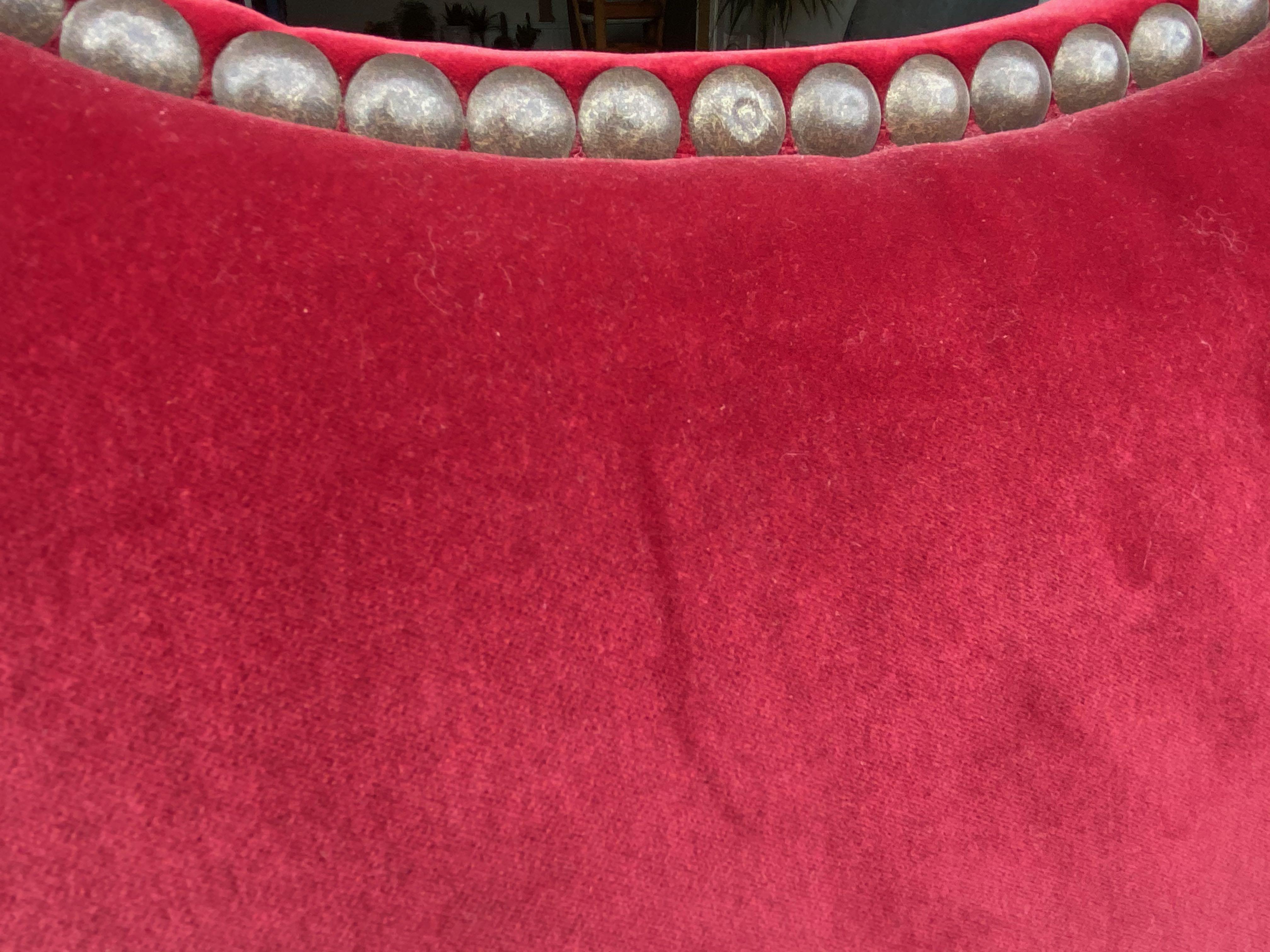 20th Century Red Velvet Two-Seat Sofa by Yves Halard