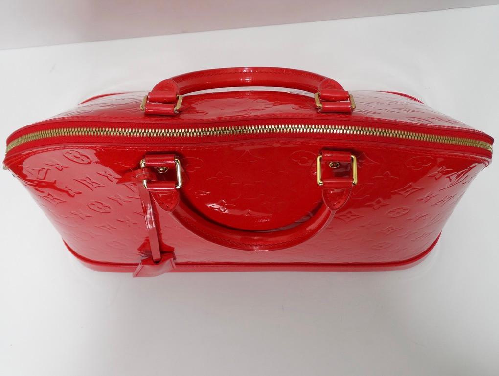Red Vernis Louis Vuitton Alma Bag circa 2008 7