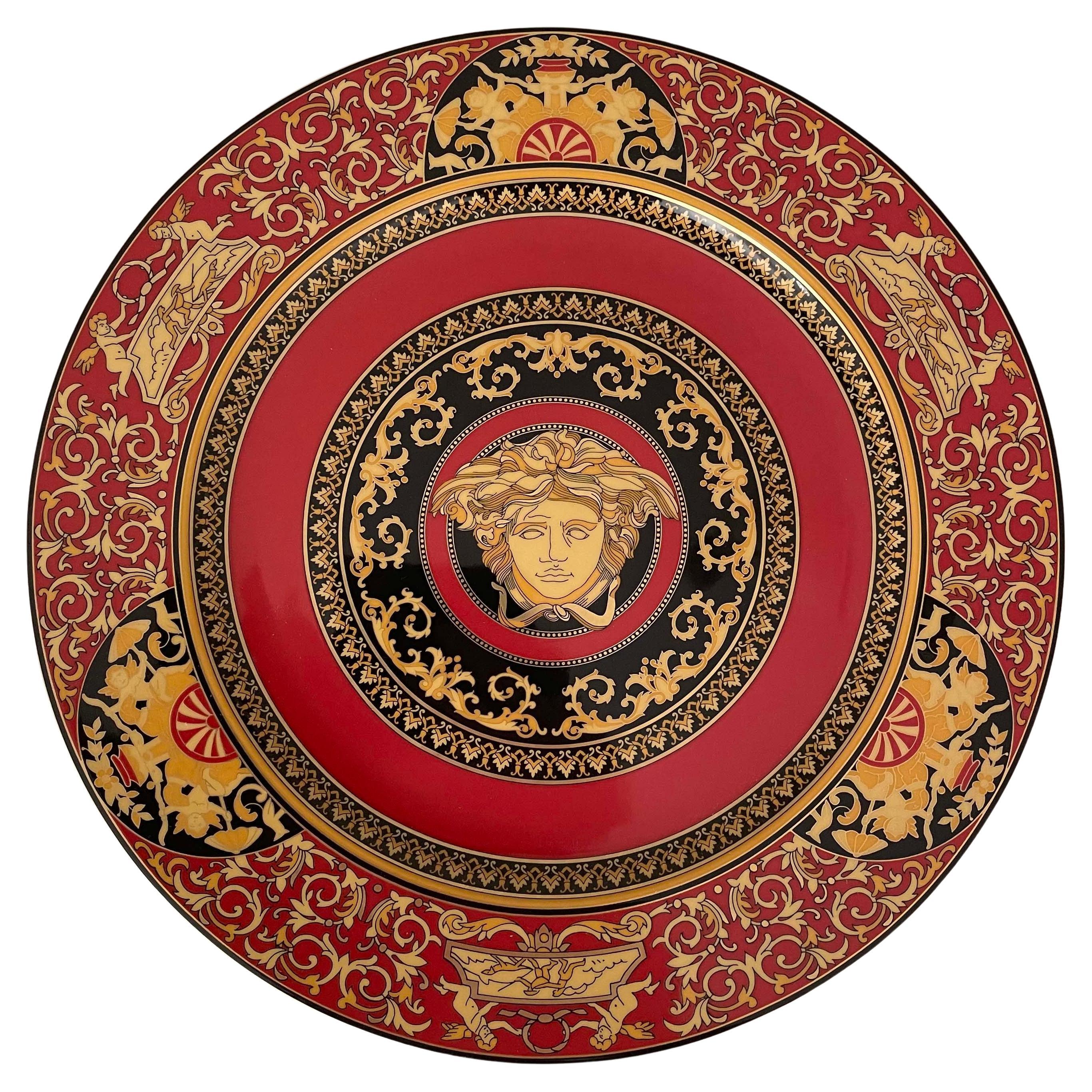  Red Versace Porcelain Medusa Display Plate By Rosenthal, 20th Century For Sale