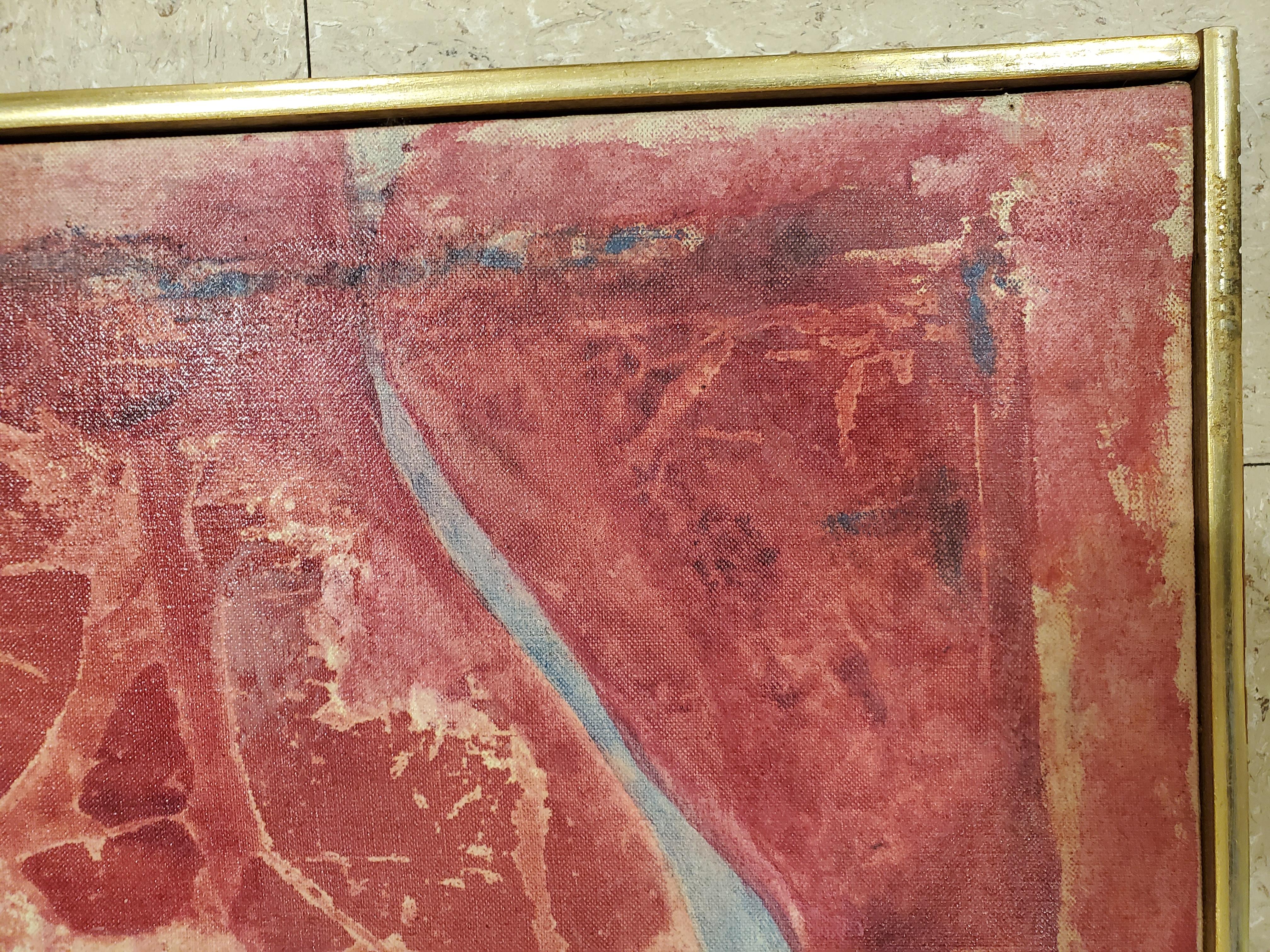 Rote vertikale abstrakte Wandkunst, Gemälde des 19. Jahrhunderts 1
