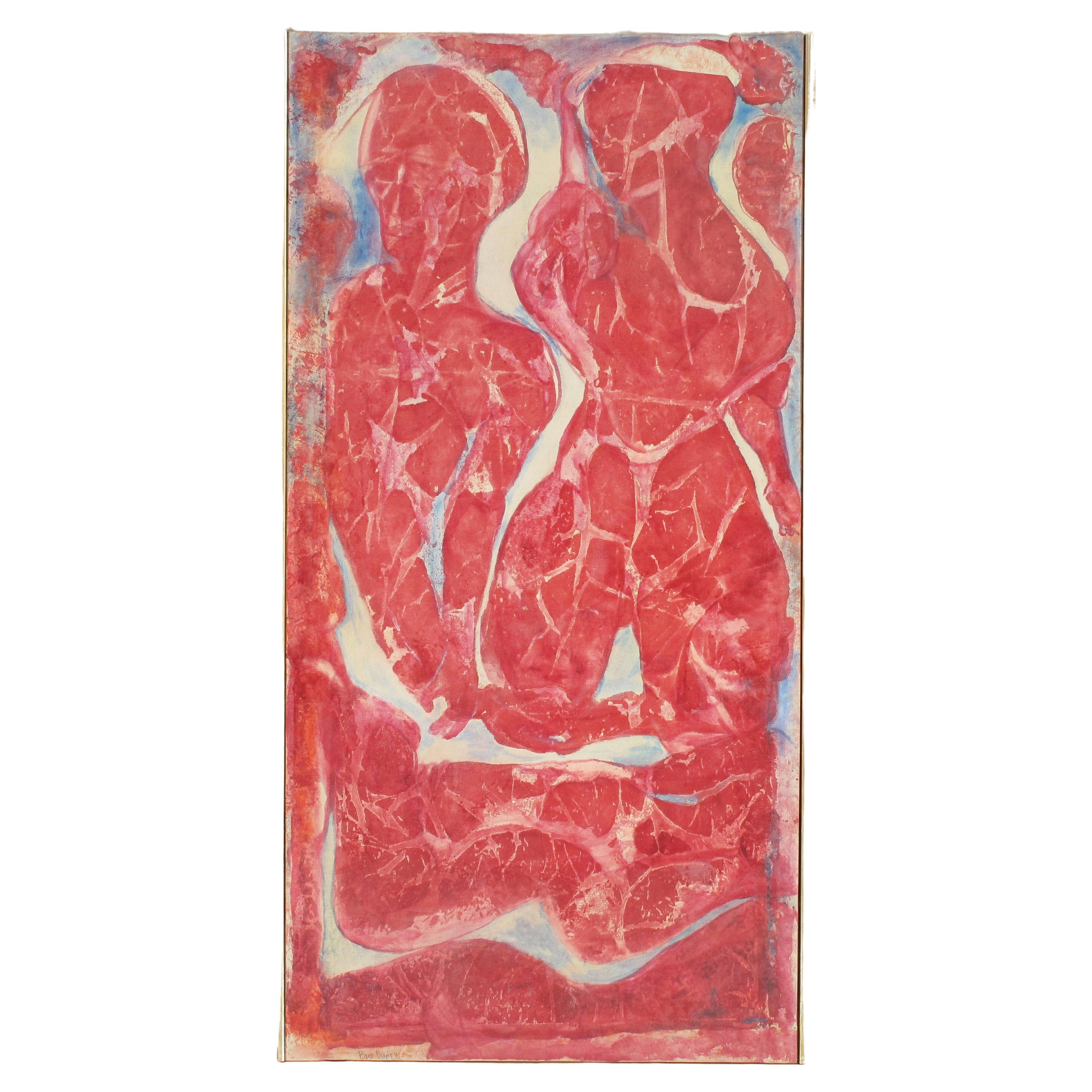 Red Vertical Abstract Wall Art, 19th Century Painting