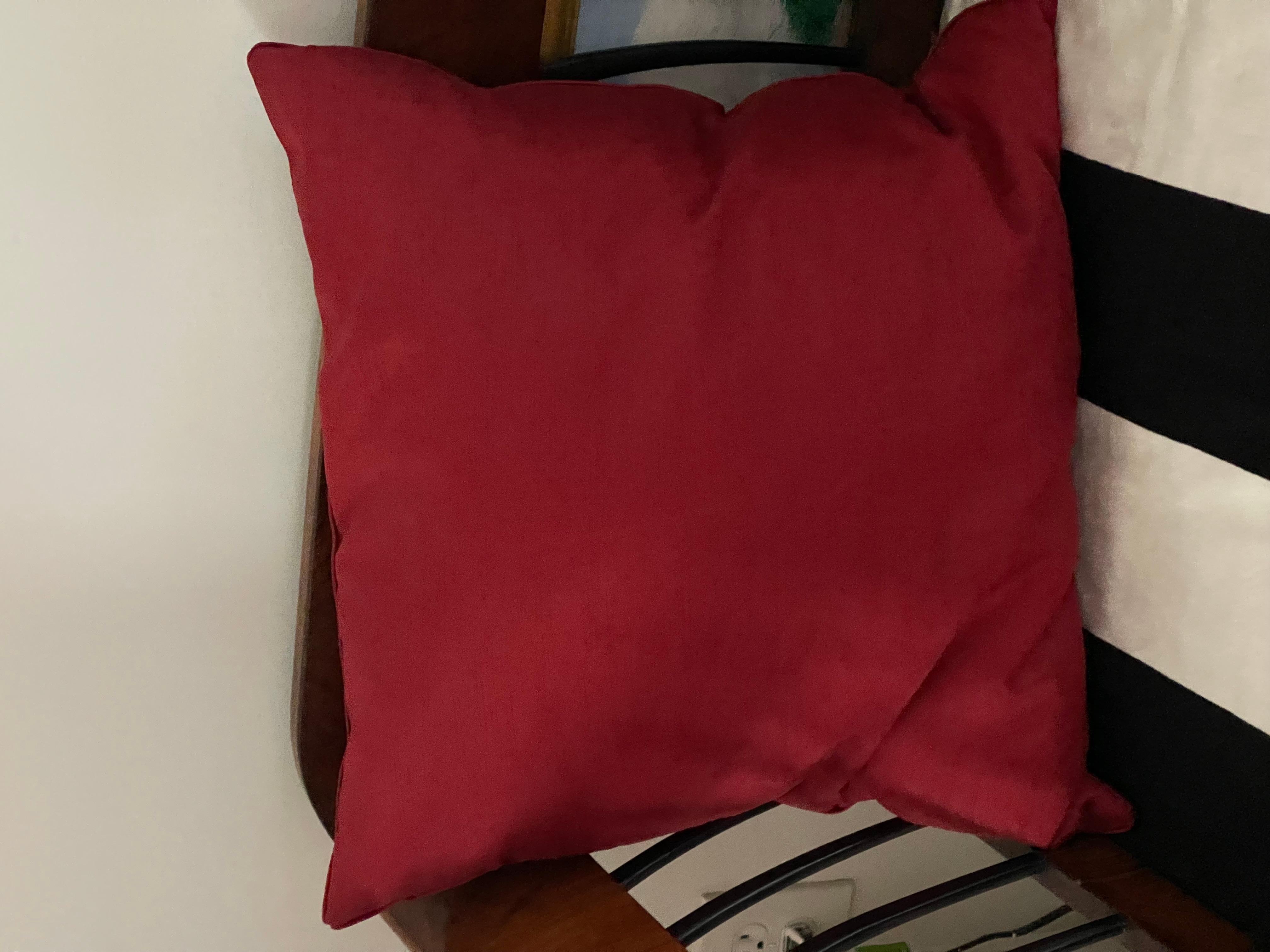 Coussin en brocart de soie rouge avec duvet à plumes Bon état - En vente à Boca Raton, FL