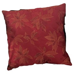 Vintage Red Vine Brocade Silk Pillow with Feather Down