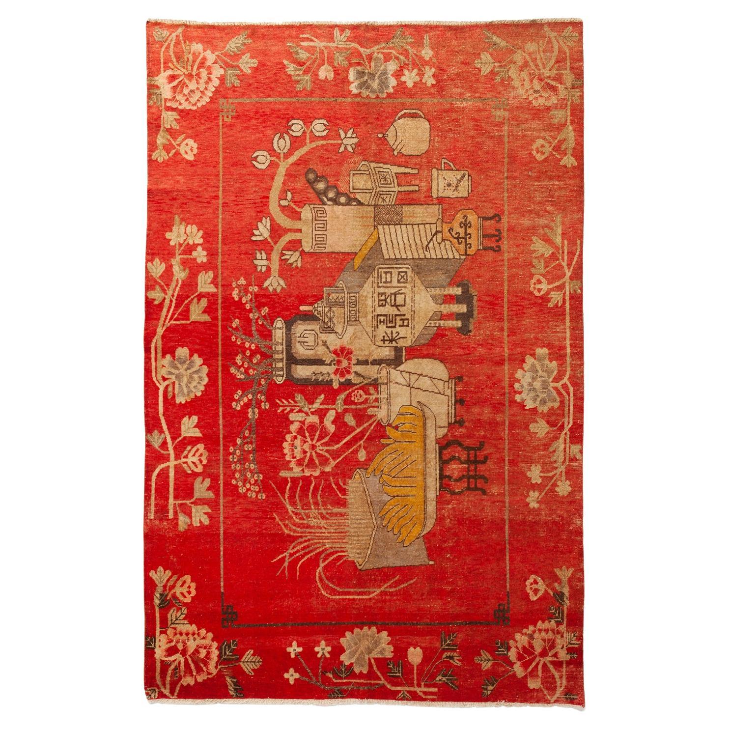 abc carpet Red Vintage Traditional Kohtan Wool Rug - 5'5" x 8'5"