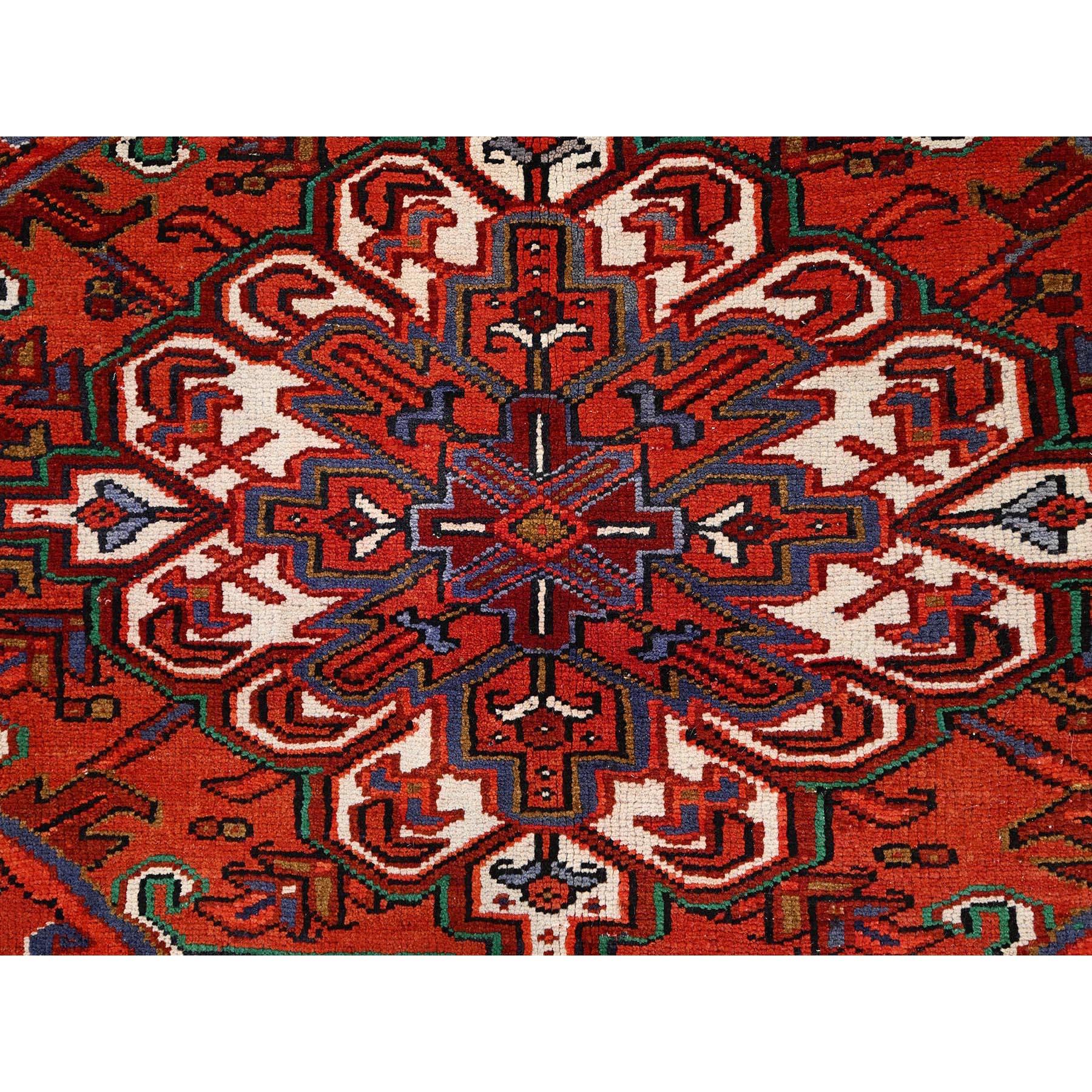 Red Vintage Bohemian Persian Heriz Distressed Look Wool Hand Knotted Cleaned Rug 4
