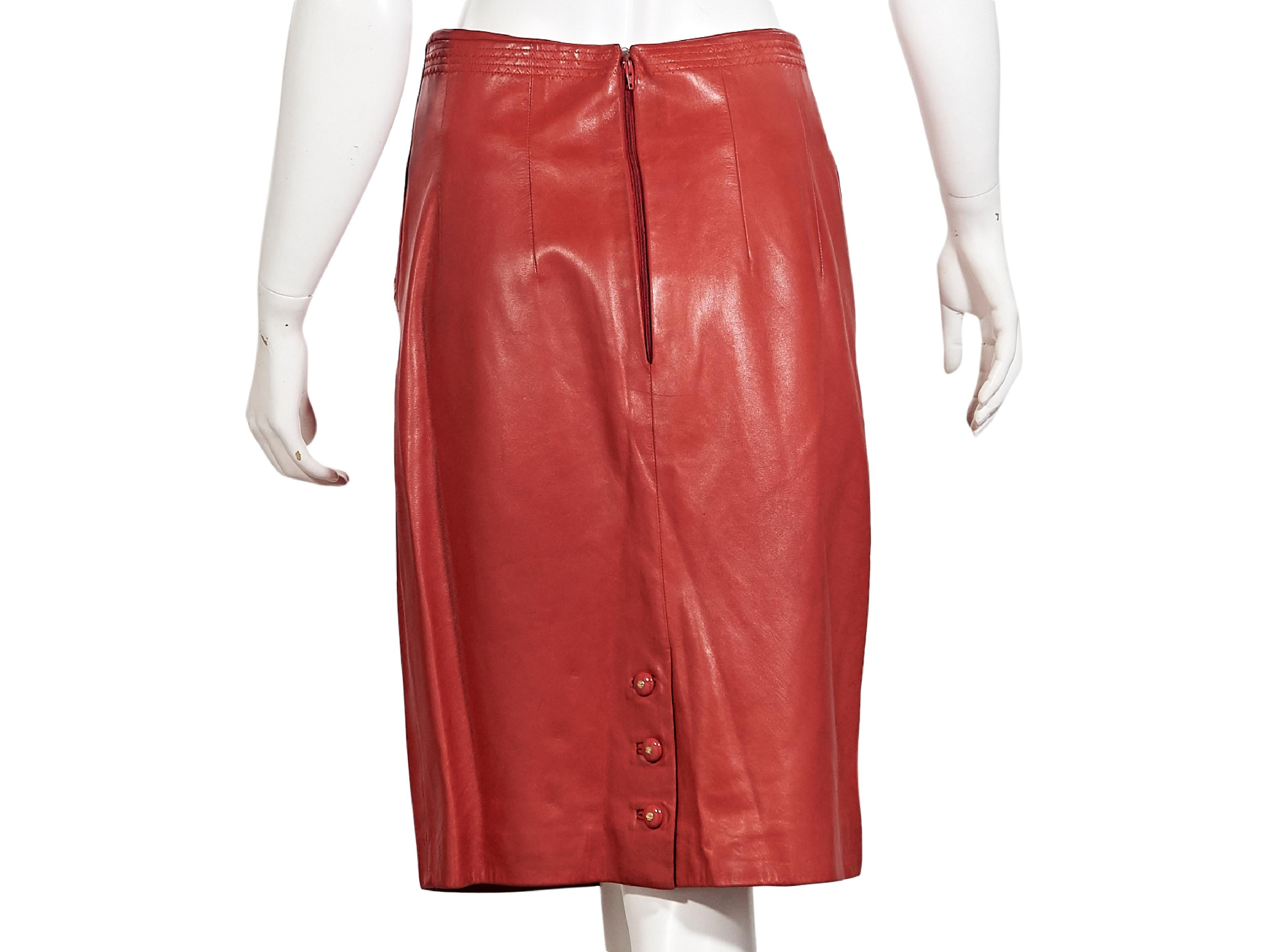 red leather pencil skirt