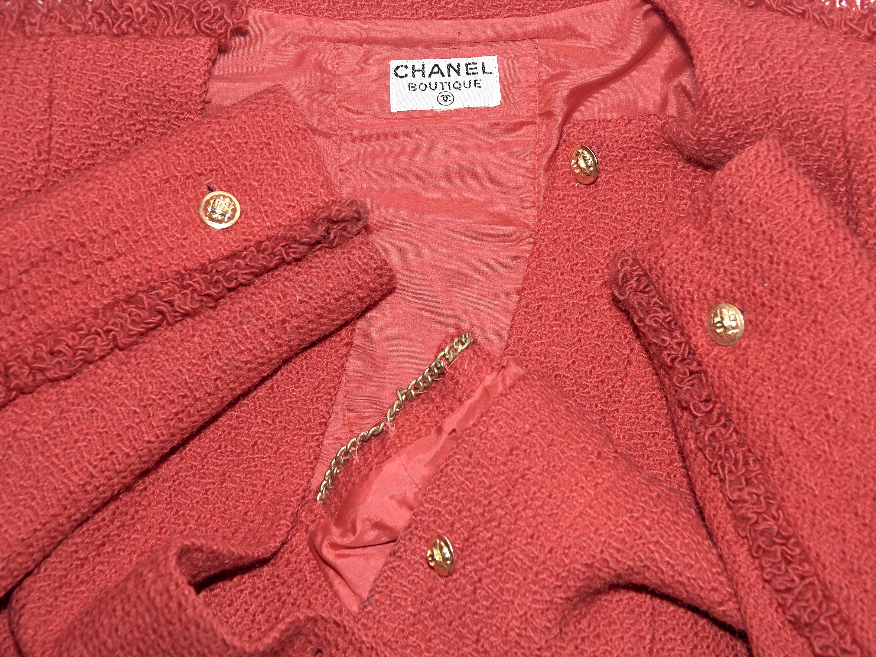 Women's or Men's Red Vintage Chanel Tweed Cropped Jacket