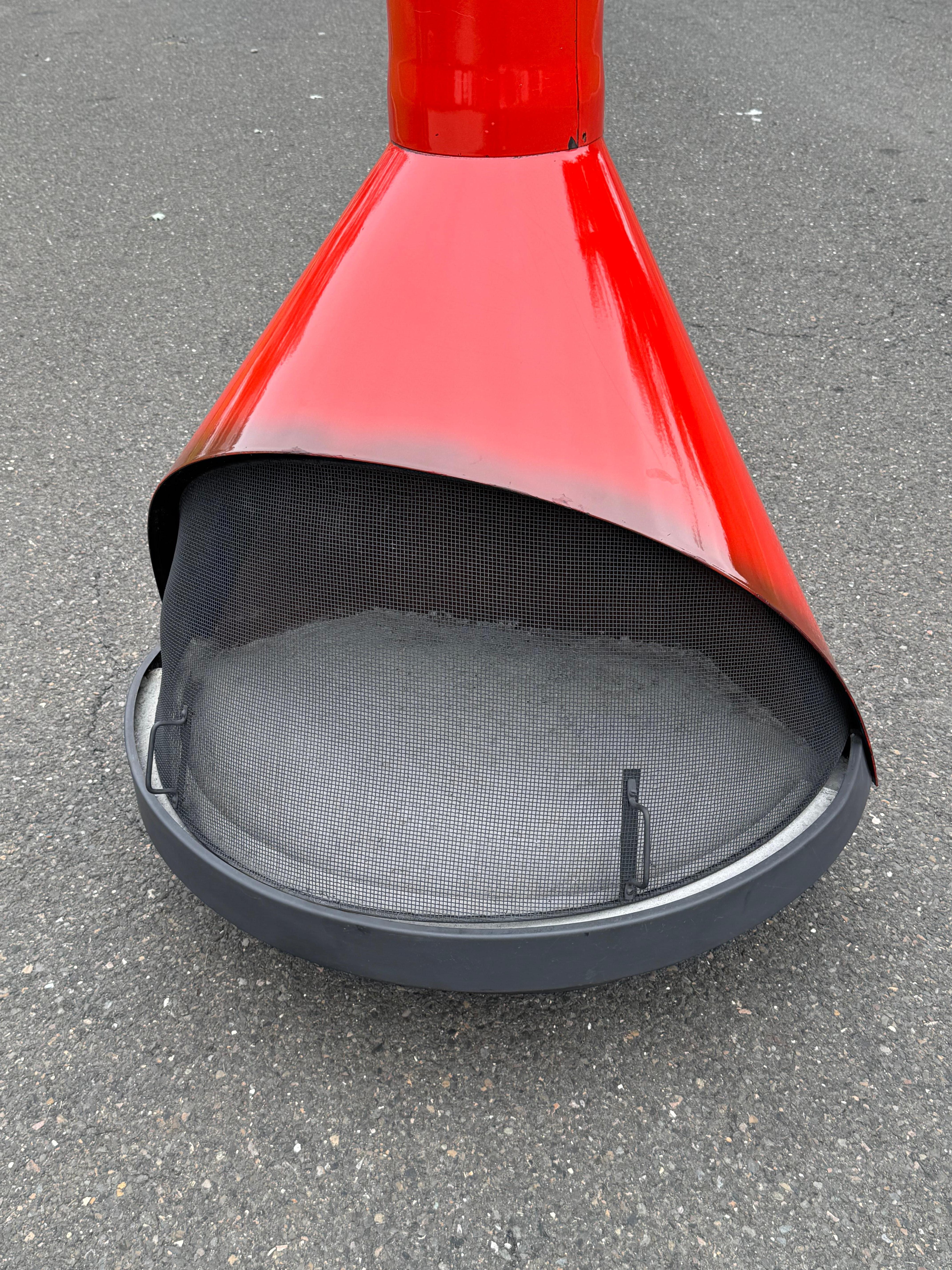 Estufa Chimenea de Leña Cónica Vintage Roja de Temco en venta 7