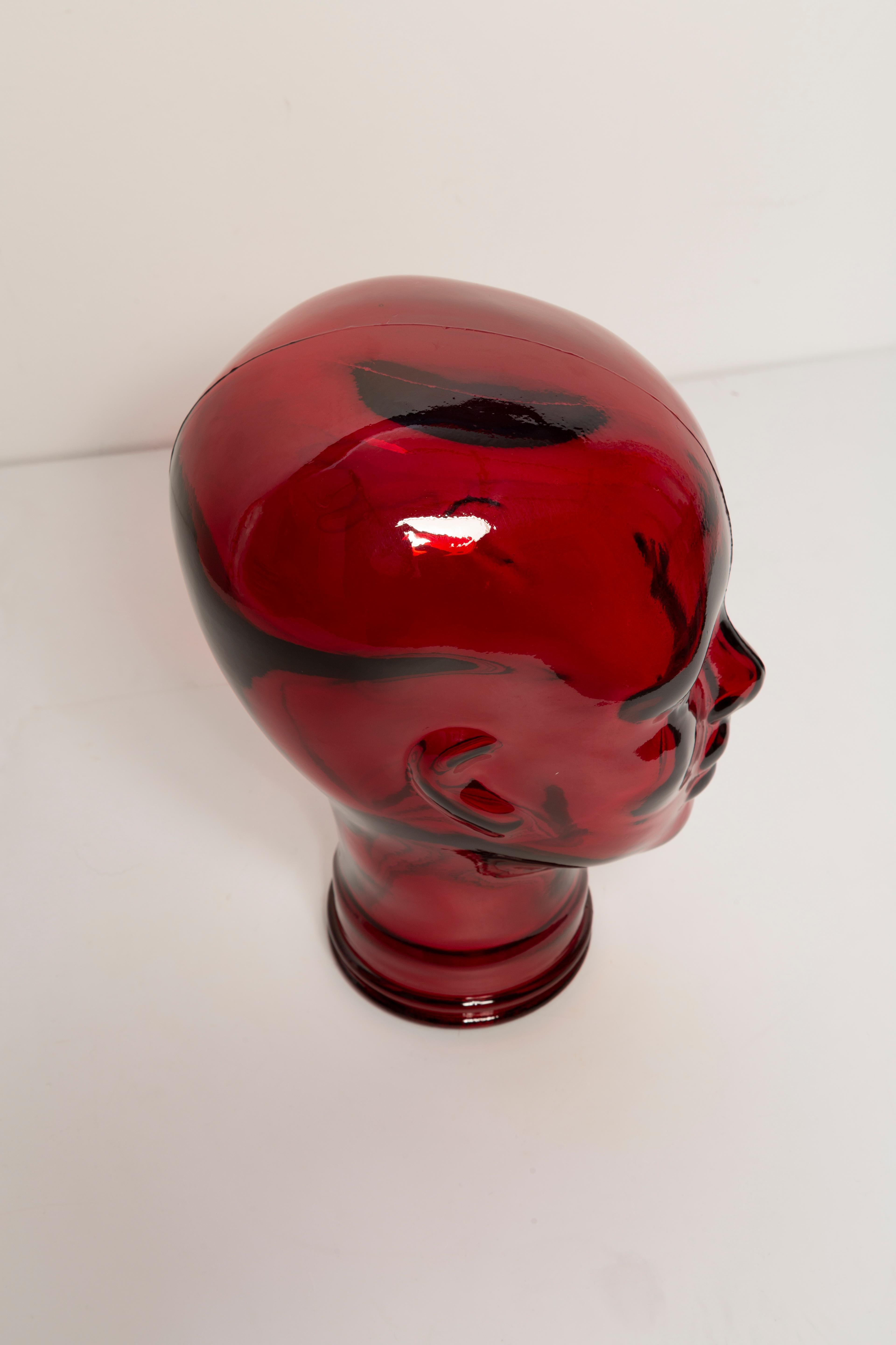 Red Vintage Decorative Mannequin Glass Head Sculpture, 1970s, Germany 7
