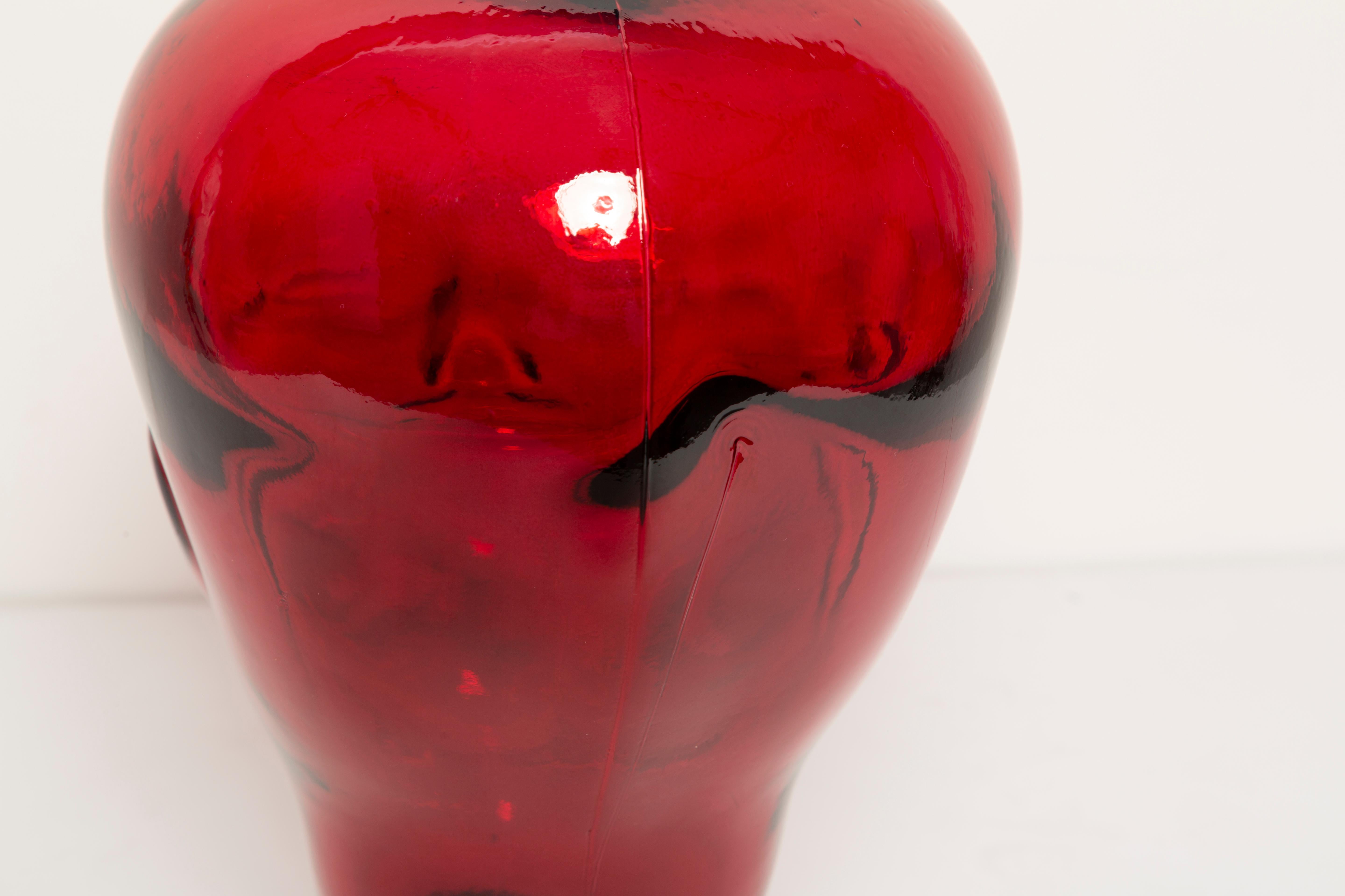 Red Vintage Decorative Mannequin Glass Head Sculpture, 1970s, Germany For Sale 1