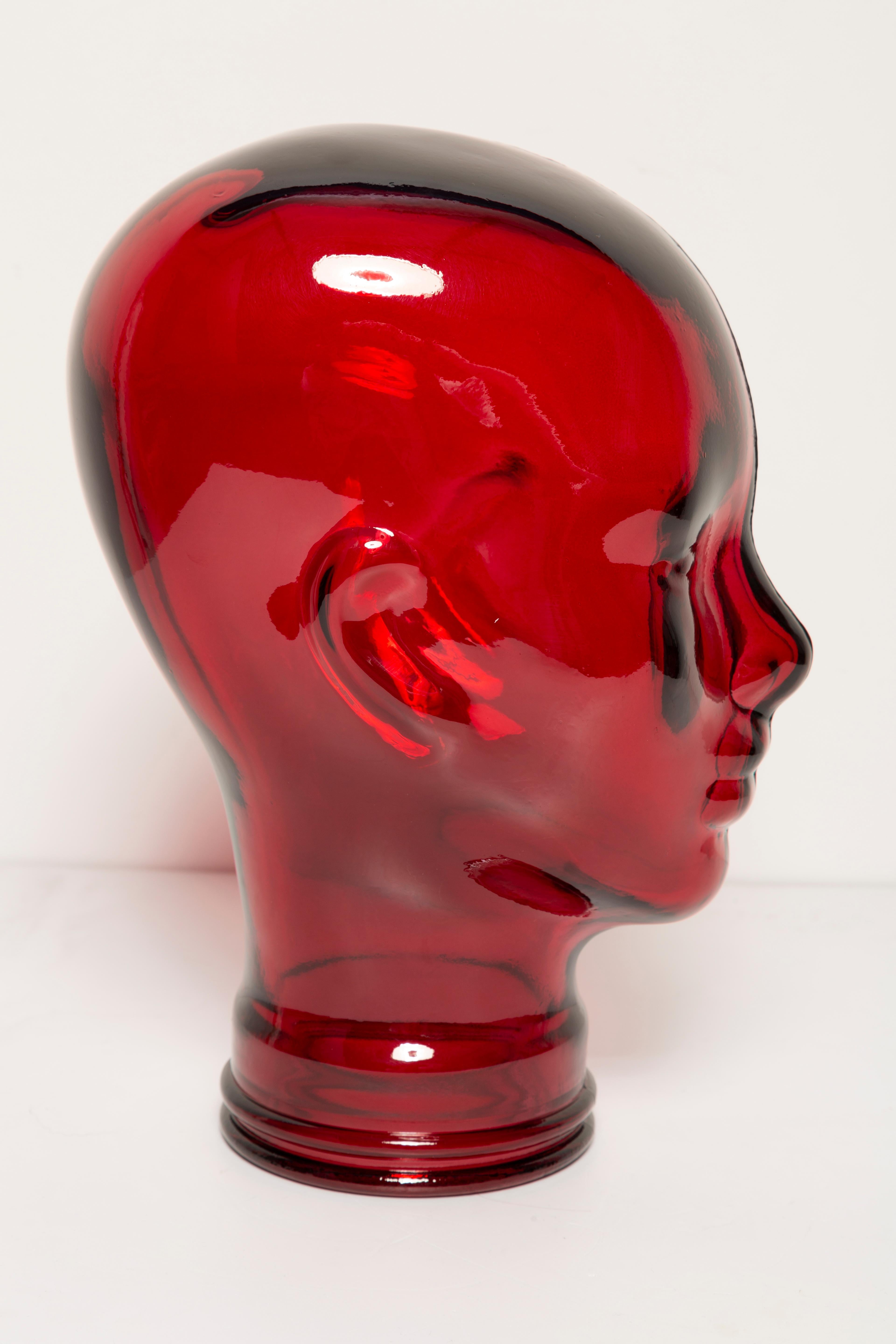 Red Vintage Decorative Mannequin Glass Head Sculpture, 1970s, Germany 2