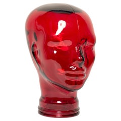 Red Used Decorative Mannequin Glass Head Sculpture, 1970s, Germany